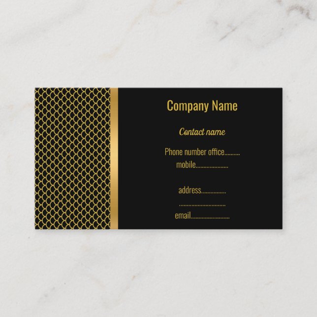 GOLD BLACK MERMAID THEME TRIM BUSINESS CARD (Front)