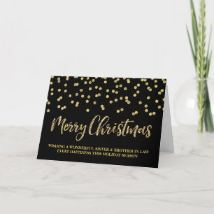 Gold Black Merry Christmas Sister & Brother in Law Holiday Card