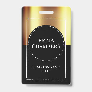Gold Black Metallic Name Business Title Badge ID Badge