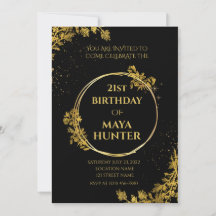 Gold Black Metallic Shiny 21st Birthday