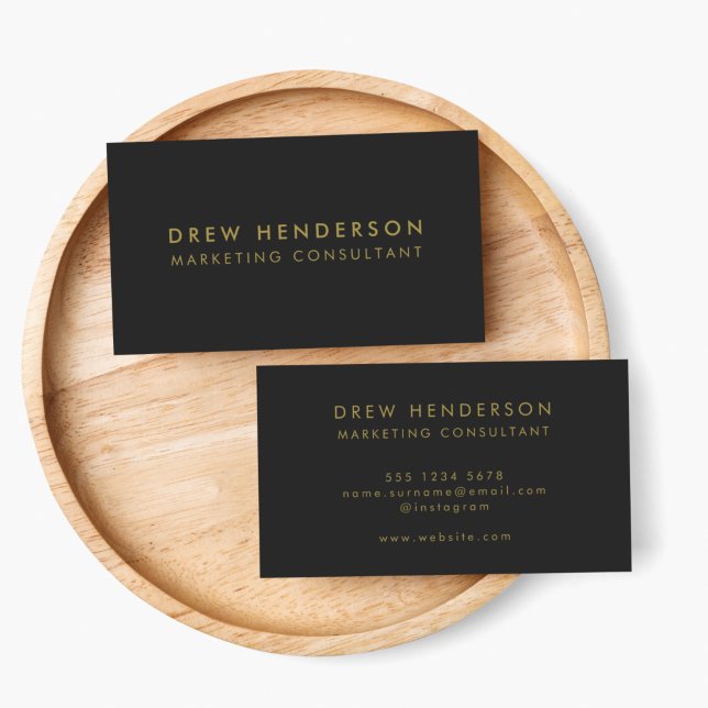 Gold Black | Minimalist Modern Elegant Stylish Business Card (Make a lasting impression with this sleek black and gold custom business card design)