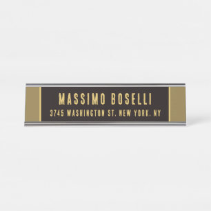 Gold & Black Minimalist Professional Modern Desk Name Plate