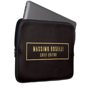 Gold & Black Minimalist Professional Modern Laptop Sleeve