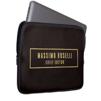 Gold & Black Minimalist Professional Modern Laptop Sleeve