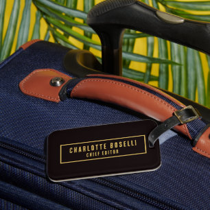 Gold & Black Minimalist Professional Modern Luggage Tag
