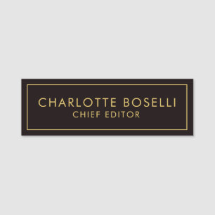 Gold & Black Minimalist Professional Modern Name Tag