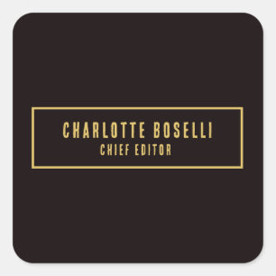 Gold & Black Minimalist Professional Modern Square Sticker