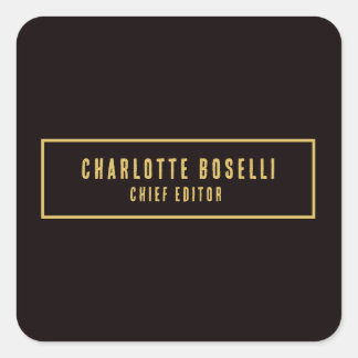 Gold & Black Minimalist Professional Modern Square Sticker