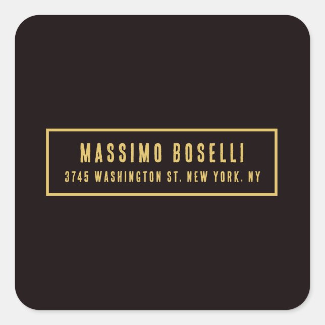 Gold & Black Minimalist Professional Modern Square Sticker (Front)