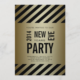 Gold Black Modern 2014 New Years Party Invitation