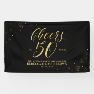 Gold & Black Modern 50th Wedding Anniversary Banner