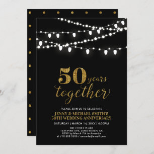 Gold & Black   Modern 50th Wedding Anniversary Invitation