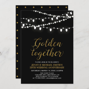 Gold & Black   Modern 50th Wedding Anniversary Invitation