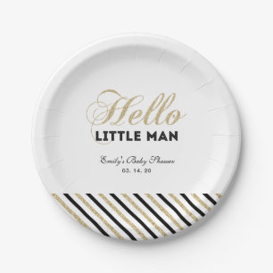 Gold & Black Modern Baby Shower Party Plate