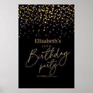 Gold & Black Modern Birthday Party Poster