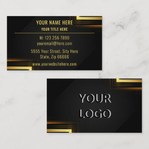 Gold Black Modern Business Card with Logo