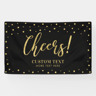 Gold & Black Modern Cheers All Occasions Party Banner
