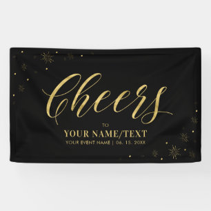 Gold & Black Modern Cheers All Occasions Party Banner