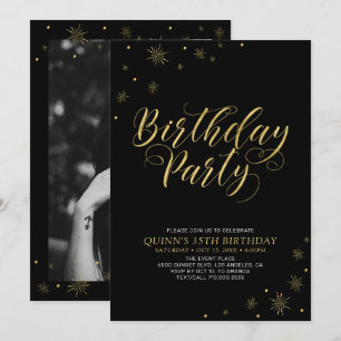 Gold & Black   Modern Chic 35th Birthday Party Invitation