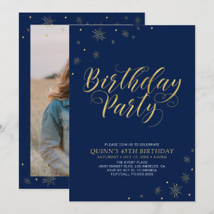 Gold & Black   Modern Chic 45th Birthday Party Invitation