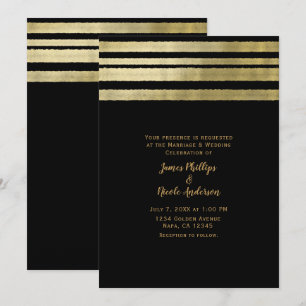 Gold & Black Modern Chic Elegant Wedding Invitation