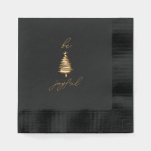 Gold & Black Modern Christmas Foil Stamped Napkins
