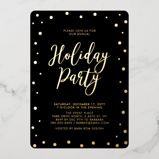 Gold & Black Modern Christmas Holiday Party (Front)