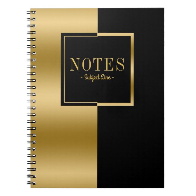 Gold & Black Modern Geometric Design Notebook (Front)