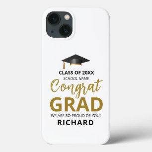 Gold & Black   Modern Graduation Custom Gift iPhone 13 Case