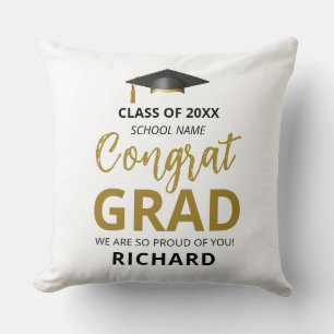 Gold & Black Modern Graduation Custom Gift Cushion