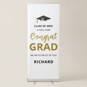 Gold & Black Modern Graduation Custom Gift Retractable Banner