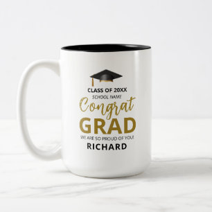 Gold & Black   Modern Graduation Custom Gift Two-Tone Coffee Mug