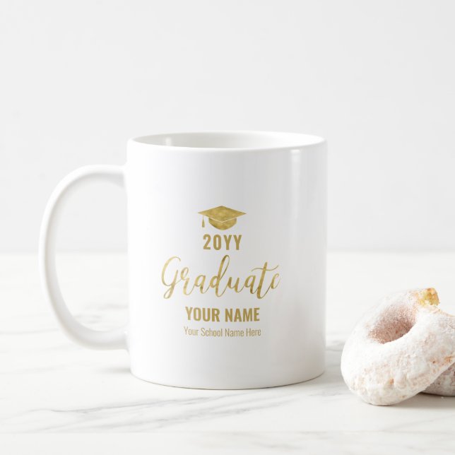 Gold & Black | Modern Graduation Gifts Mug (With Donut)