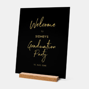 Gold & Black Modern Graduation Party Welcome Sign