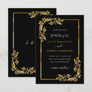 Gold Black Modern Luxury Wedding Invitation