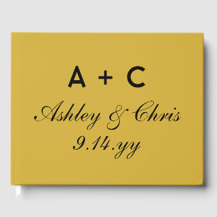 Gold Black Modern Personalised Wedding Reception Guest Book