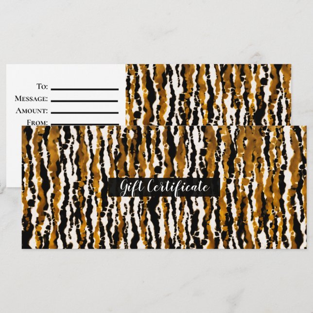 Gold & Black Modern Safari Rain Gift Certificate Invitation (Front/Back)