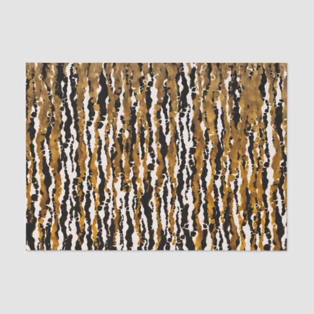 Gold & Black Modern Safari Rain Jungle Glam Party Tissue Paper (Front)