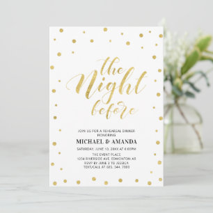 Gold & Black   Modern Typography Rehearsal Dinner  Invitation