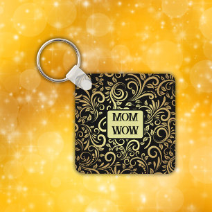 Gold & Black - MOM - WOW    Key Ring