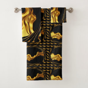 Gold Black Monochrome Christian Achempong Opulent  Bath Towel Set