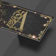 Gold Black Monogram Elegant Hand Lettering