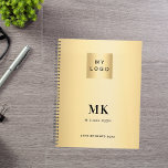 Gold black monogram initials business 2025 planner<br><div class="desc">A faux gold looking background,  black text. Personalise and add your logo,  monogram initials,  name and a title year 2025 (or any year). Your logo both on the front and the back.  Space for your website address on the  back.</div>