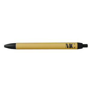 Gold Black Monogram Monogrammed Elegant Modern Ink Pen