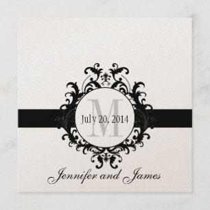 Gold Black Monogram Save the Date Wedding