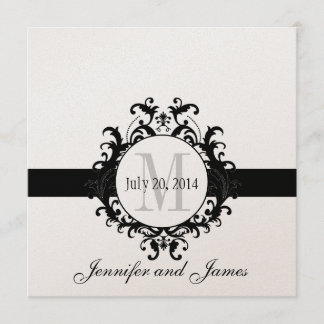 Gold Black Monogram Save the Date Wedding