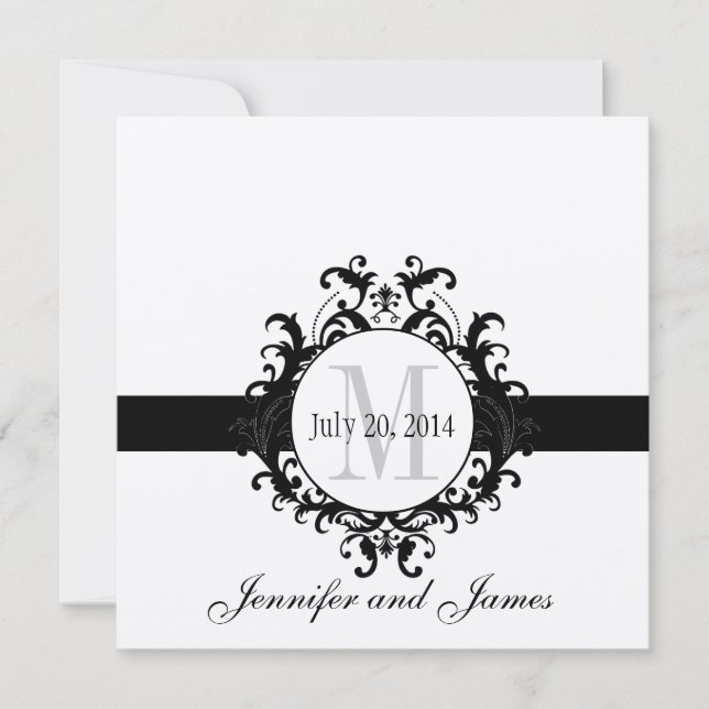 Gold Black Monogram Save the Date Wedding (Front)