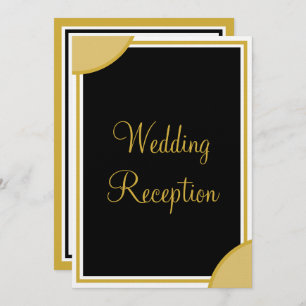 Gold Black Monogram Wedding Reception  Invitation