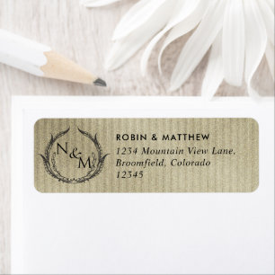 Gold, Black Monogram Wedding Return Address