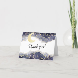 Gold black moon night baby shower  thank you card